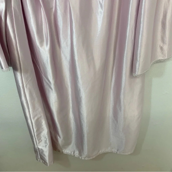 Vintage Cachet Long Nightgown Medium  Pink Satin Modest Long Sleeve‎ Embroidery - Picture 3 of 11